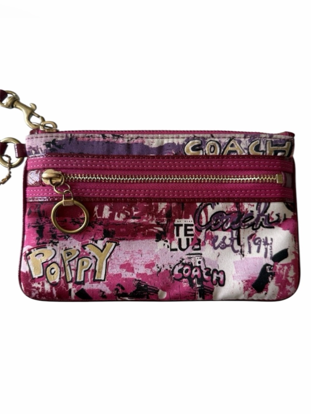 Coach Poppy Graffiti Scribble Print Wristlet Rare Vintage